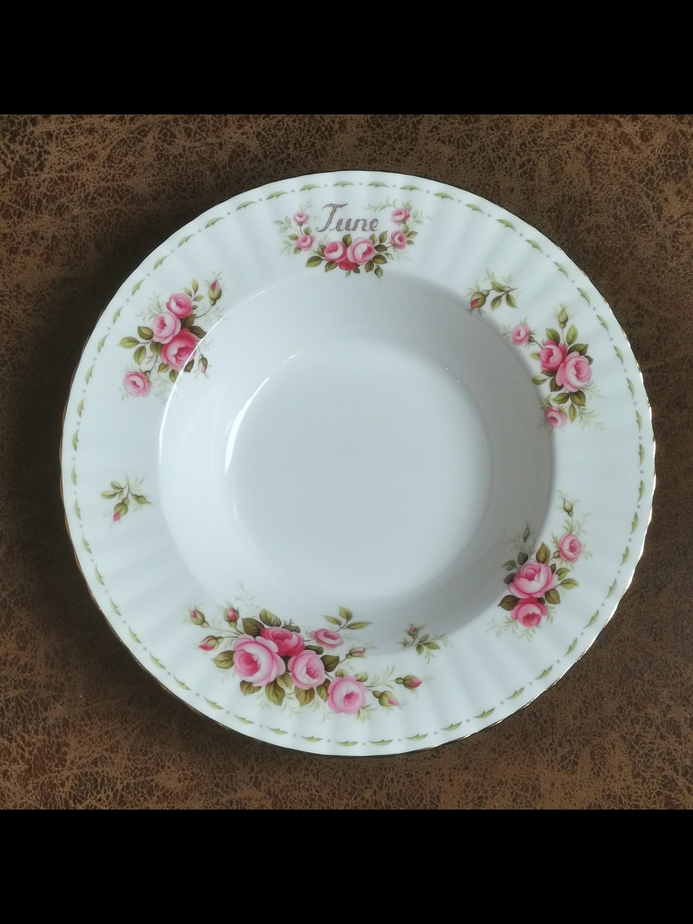 Royal Albert Pink Rose June Floral Rimmed Soup Bowl